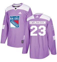 Youth Adidas New York Rangers #23 Jeff Beukeboom Authentic Purple Fights Cancer Practice NHL Jersey