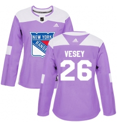 Women's Adidas New York Rangers #26 Jimmy Vesey Authentic Purple Fights Cancer Practice NHL Jersey