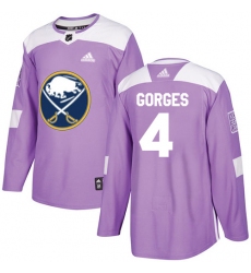 Youth Adidas Buffalo Sabres #4 Josh Gorges Authentic Purple Fights Cancer Practice NHL Jersey