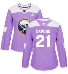 Women's Adidas Buffalo Sabres #21 Kyle Okposo Authentic Purple Fights Cancer Practice NHL Jersey