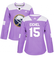 Women's Adidas Buffalo Sabres #15 Jack Eichel Authentic Purple Fights Cancer Practice NHL Jersey