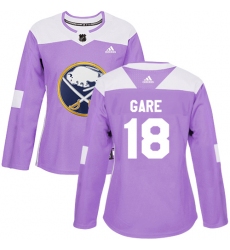 Women's Adidas Buffalo Sabres #18 Danny Gare Authentic Purple Fights Cancer Practice NHL Jersey