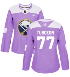 Women's Adidas Buffalo Sabres #77 Pierre Turgeon Authentic Purple Fights Cancer Practice NHL Jersey