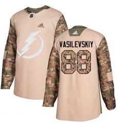 Youth Adidas Tampa Bay Lightning #88 Andrei Vasilevskiy Authentic Camo Veterans Day Practice NHL Jersey