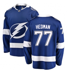 Men's Tampa Bay Lightning #77 Victor Hedman Fanatics Branded Blue Home Breakaway NHL Jersey