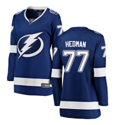 Women's Tampa Bay Lightning #77 Victor Hedman Fanatics Branded Royal Blue Home Breakaway NHL Jersey