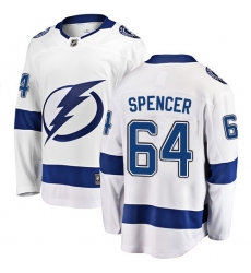 Youth Tampa Bay Lightning #64 Matthew Spencer Fanatics Branded White Away Breakaway NHL Jersey