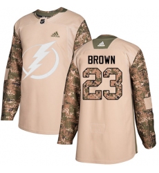 Youth Adidas Tampa Bay Lightning #23 J.T. Brown Authentic Camo Veterans Day Practice NHL Jersey