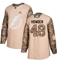 Men's Adidas Tampa Bay Lightning #48 Brett Howden Authentic Camo Veterans Day Practice NHL Jersey