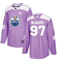 Men's Adidas Edmonton Oilers #97 Connor McDavid Authentic Purple Fights Cancer Practice NHL Jersey