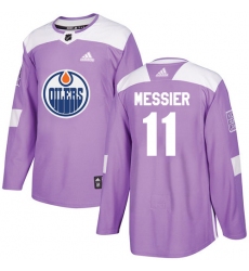 Men's Adidas Edmonton Oilers #11 Mark Messier Authentic Purple Fights Cancer Practice NHL Jersey