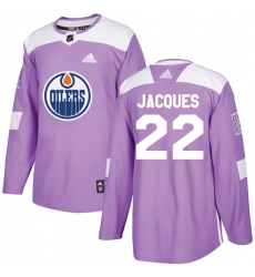 Youth Adidas Edmonton Oilers #22 Jean-Francois Jacques Authentic Purple Fights Cancer Practice NHL Jersey