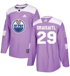 Men's Adidas Edmonton Oilers #29 Leon Draisaitl Authentic Purple Fights Cancer Practice NHL Jersey