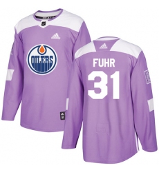 Men's Adidas Edmonton Oilers #31 Grant Fuhr Authentic Purple Fights Cancer Practice NHL Jersey