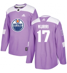 Youth Adidas Edmonton Oilers #17 Jari Kurri Authentic Purple Fights Cancer Practice NHL Jersey