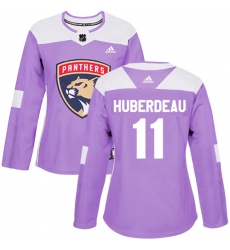 Women's Adidas Florida Panthers #11 Jonathan Huberdeau Authentic Purple Fights Cancer Practice NHL Jersey