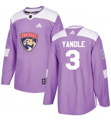 Men's Adidas Florida Panthers #3 Keith Yandle Authentic Purple Fights Cancer Practice NHL Jersey