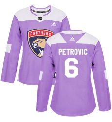 Women's Adidas Florida Panthers #6 Alex Petrovic Authentic Purple Fights Cancer Practice NHL Jersey