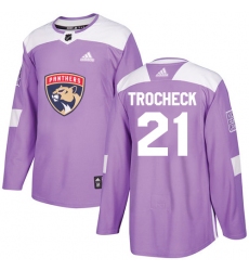 Men's Adidas Florida Panthers #21 Vincent Trocheck Authentic Purple Fights Cancer Practice NHL Jersey