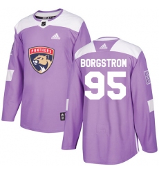 Youth Adidas Florida Panthers #95 Henrik Borgstrom Authentic Purple Fights Cancer Practice NHL Jersey