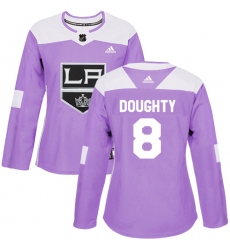 Women's Adidas Los Angeles Kings #8 Drew Doughty Authentic Purple Fights Cancer Practice NHL Jersey