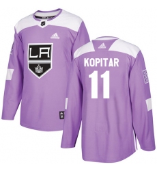 Youth Adidas Los Angeles Kings #11 Anze Kopitar Authentic Purple Fights Cancer Practice NHL Jersey