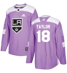 Men's Adidas Los Angeles Kings #18 Dave Taylor Authentic Purple Fights Cancer Practice NHL Jersey