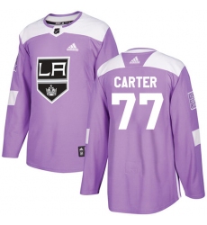 Youth Adidas Los Angeles Kings #77 Jeff Carter Authentic Purple Fights Cancer Practice NHL Jersey