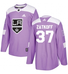 Men's Adidas Los Angeles Kings #37 Jeff Zatkoff Authentic Purple Fights Cancer Practice NHL Jersey