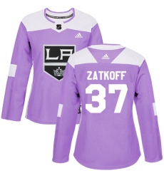 Women's Adidas Los Angeles Kings #37 Jeff Zatkoff Authentic Purple Fights Cancer Practice NHL Jersey