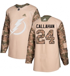 Men's Adidas Tampa Bay Lightning #24 Ryan Callahan Authentic Camo Veterans Day Practice NHL Jersey