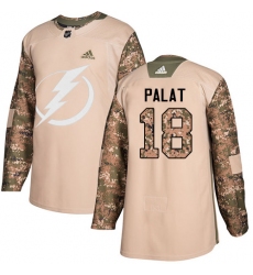 Men's Adidas Tampa Bay Lightning #18 Ondrej Palat Authentic Camo Veterans Day Practice NHL Jersey