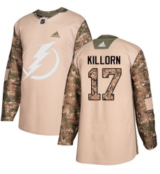 Men's Adidas Tampa Bay Lightning #17 Alex Killorn Authentic Camo Veterans Day Practice NHL Jersey