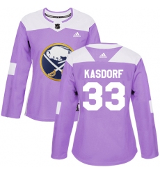 Women's Adidas Buffalo Sabres #33 Jason Kasdorf Authentic Purple Fights Cancer Practice NHL Jersey