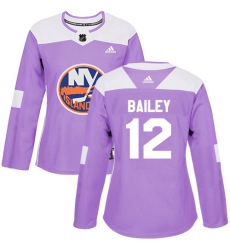 Women's Adidas New York Islanders #12 Josh Bailey Authentic Purple Fights Cancer Practice NHL Jersey