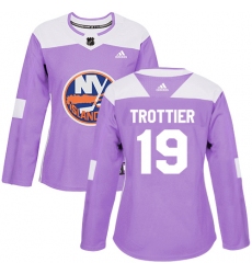 Women's Adidas New York Islanders #19 Bryan Trottier Authentic Purple Fights Cancer Practice NHL Jersey