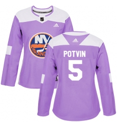 Women's Adidas New York Islanders #5 Denis Potvin Authentic Purple Fights Cancer Practice NHL Jersey