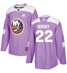 Youth Adidas New York Islanders #22 Mike Bossy Authentic Purple Fights Cancer Practice NHL Jersey