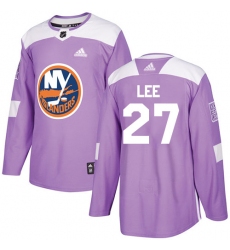 Men's Adidas New York Islanders #27 Anders Lee Authentic Purple Fights Cancer Practice NHL Jersey