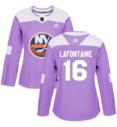 Women's Adidas New York Islanders #16 Pat LaFontaine Authentic Purple Fights Cancer Practice NHL Jersey