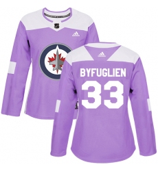 Women's Adidas Winnipeg Jets #33 Dustin Byfuglien Authentic Purple Fights Cancer Practice NHL Jersey