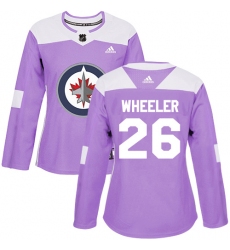 Women's Adidas Winnipeg Jets #26 Blake Wheeler Authentic Purple Fights Cancer Practice NHL Jersey