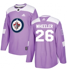 Youth Adidas Winnipeg Jets #26 Blake Wheeler Authentic Purple Fights Cancer Practice NHL Jersey