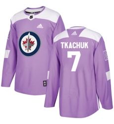 Youth Adidas Winnipeg Jets #7 Keith Tkachuk Authentic Purple Fights Cancer Practice NHL Jersey