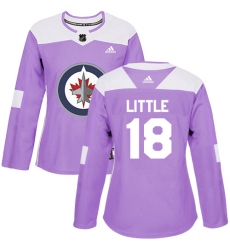 Women's Adidas Winnipeg Jets #18 Bryan Little Authentic Purple Fights Cancer Practice NHL Jersey