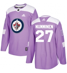 Men's Adidas Winnipeg Jets #27 Teppo Numminen Authentic Purple Fights Cancer Practice NHL Jersey