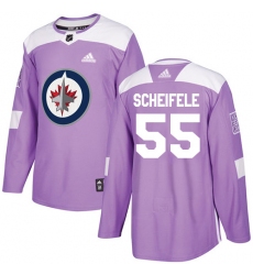 Men's Adidas Winnipeg Jets #55 Mark Scheifele Authentic Purple Fights Cancer Practice NHL Jersey