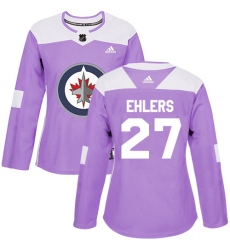 Women's Adidas Winnipeg Jets #27 Nikolaj Ehlers Authentic Purple Fights Cancer Practice NHL Jersey