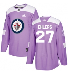 Youth Adidas Winnipeg Jets #27 Nikolaj Ehlers Authentic Purple Fights Cancer Practice NHL Jersey