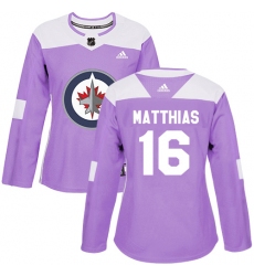 Women's Adidas Winnipeg Jets #16 Shawn Matthias Authentic Purple Fights Cancer Practice NHL Jersey